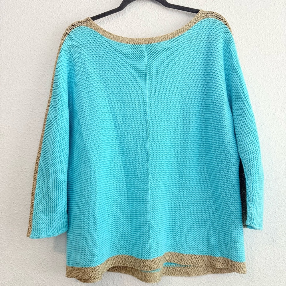 Lilly Pulitzer Turquoise and Gold Sweater - Picture 3 of 9
